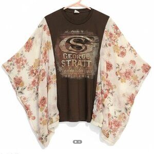 Upcycled George Strait Floral Kimono Tunic